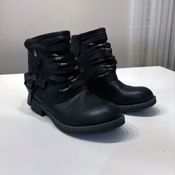 Coolway Shoes - Coolway Baru Women's Black Leather Ankle Boots Moto Y2K Goth‎ Grunge US Size 7